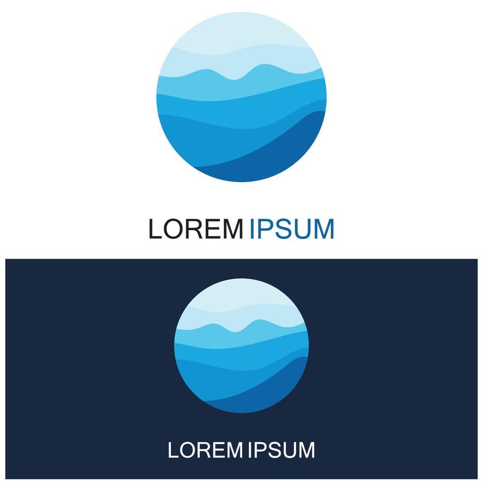 logotipo de forma redonda aislada. logotipo de color azul. imagen de agua que fluye. superficie del río mar océano. vector