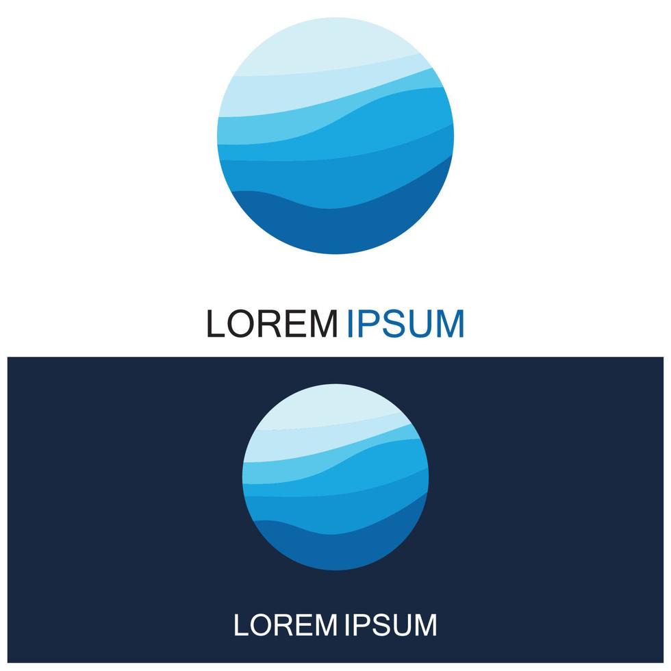 Isolated round shape logo. Blue color logotype. Flowing water image. Sea  ocean  river surface. vector