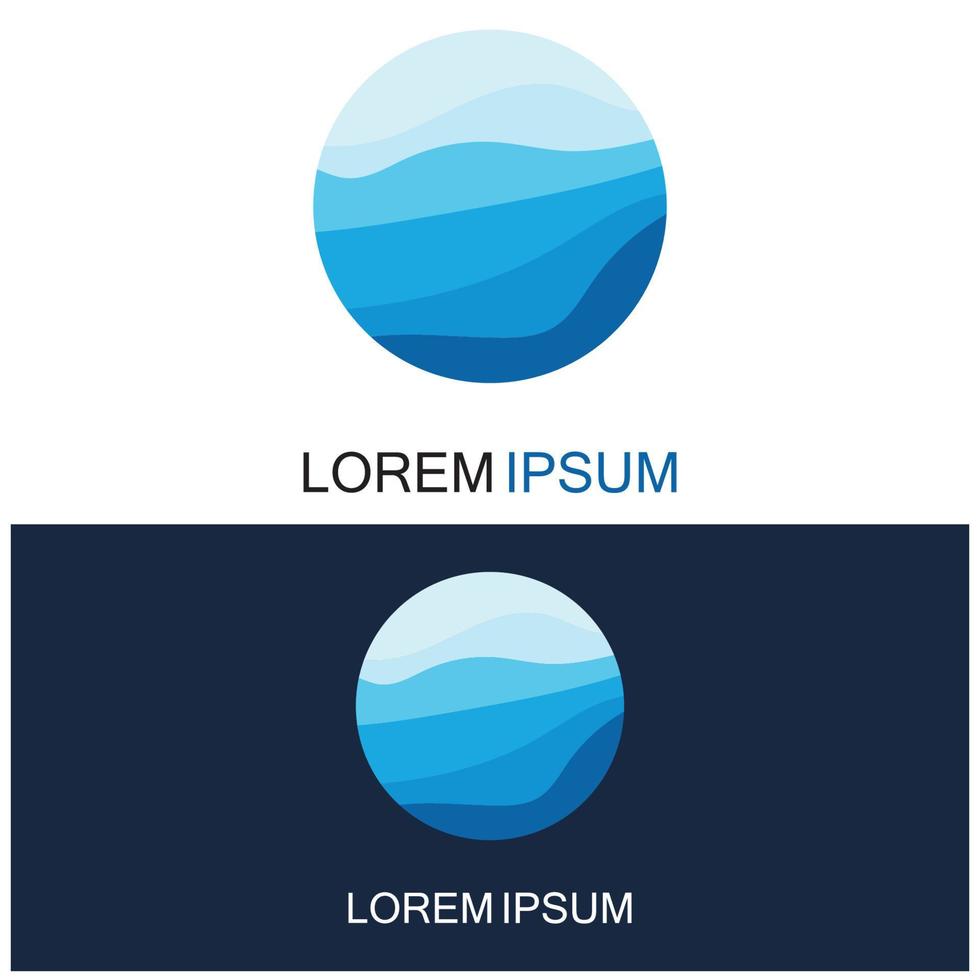 Isolated round shape logo. Blue color logotype. Flowing water image. Sea  ocean  river surface. vector