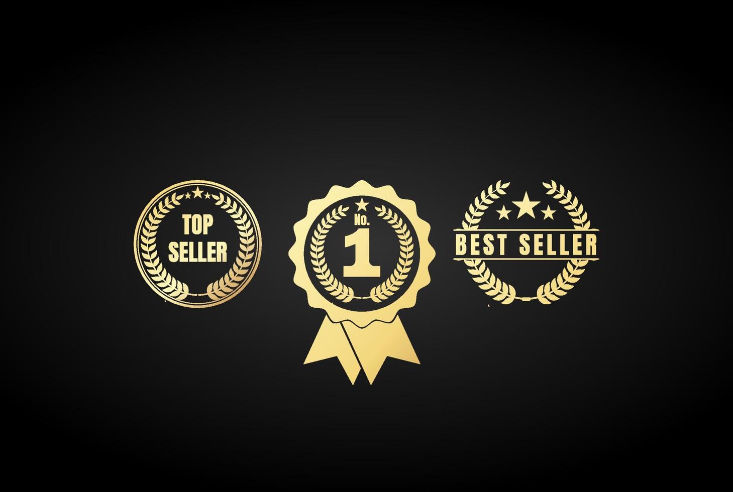Golden Luxury Laurel Leaf for Top Best Number One Seller Badge Emblem Label Design Vector