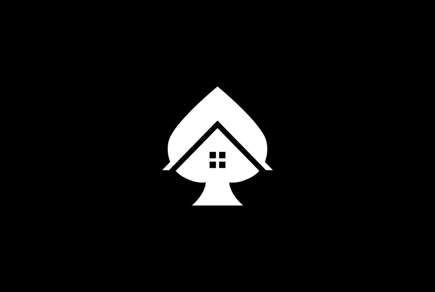pala minimalista simple as para el vector de diseño del logotipo de la casa del casino de póquer