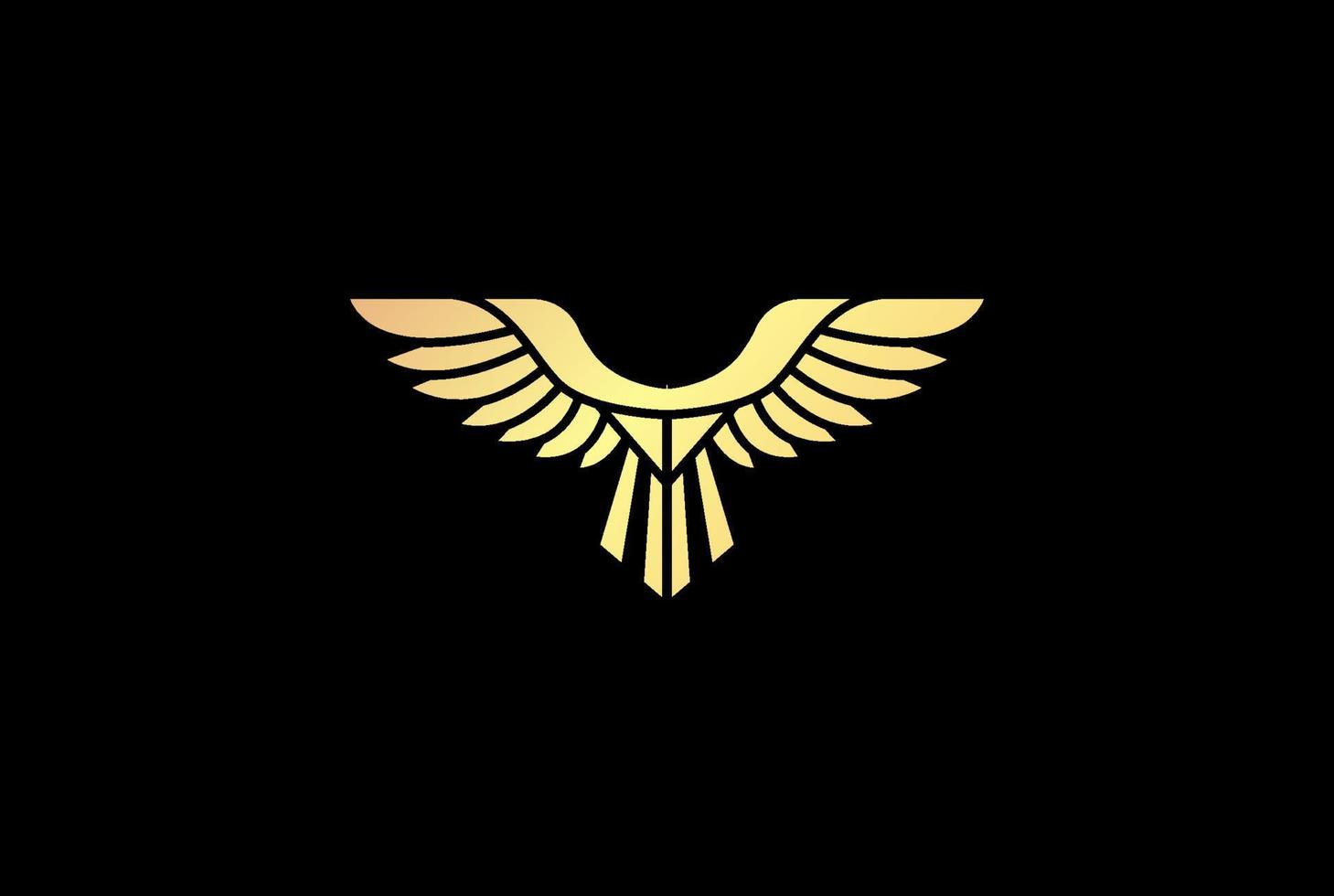 Golden Strong Eagle Hawk Falcon Monogram Badge Emblem Logo Design Vector