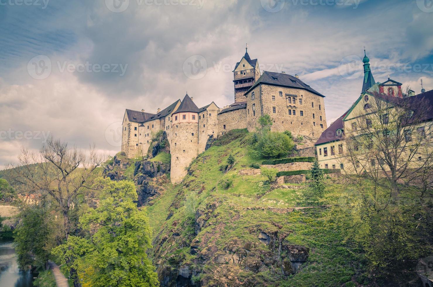 Loket Castle Hrad Loket gothic style building on massive rock over Eger river photo