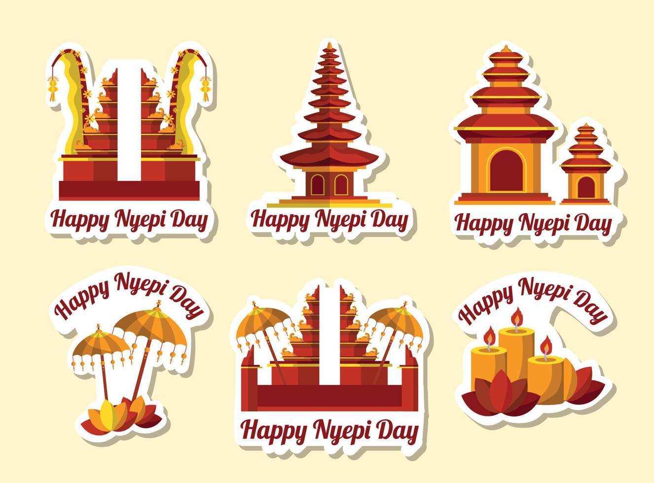 pegatina feliz día nyepi vector