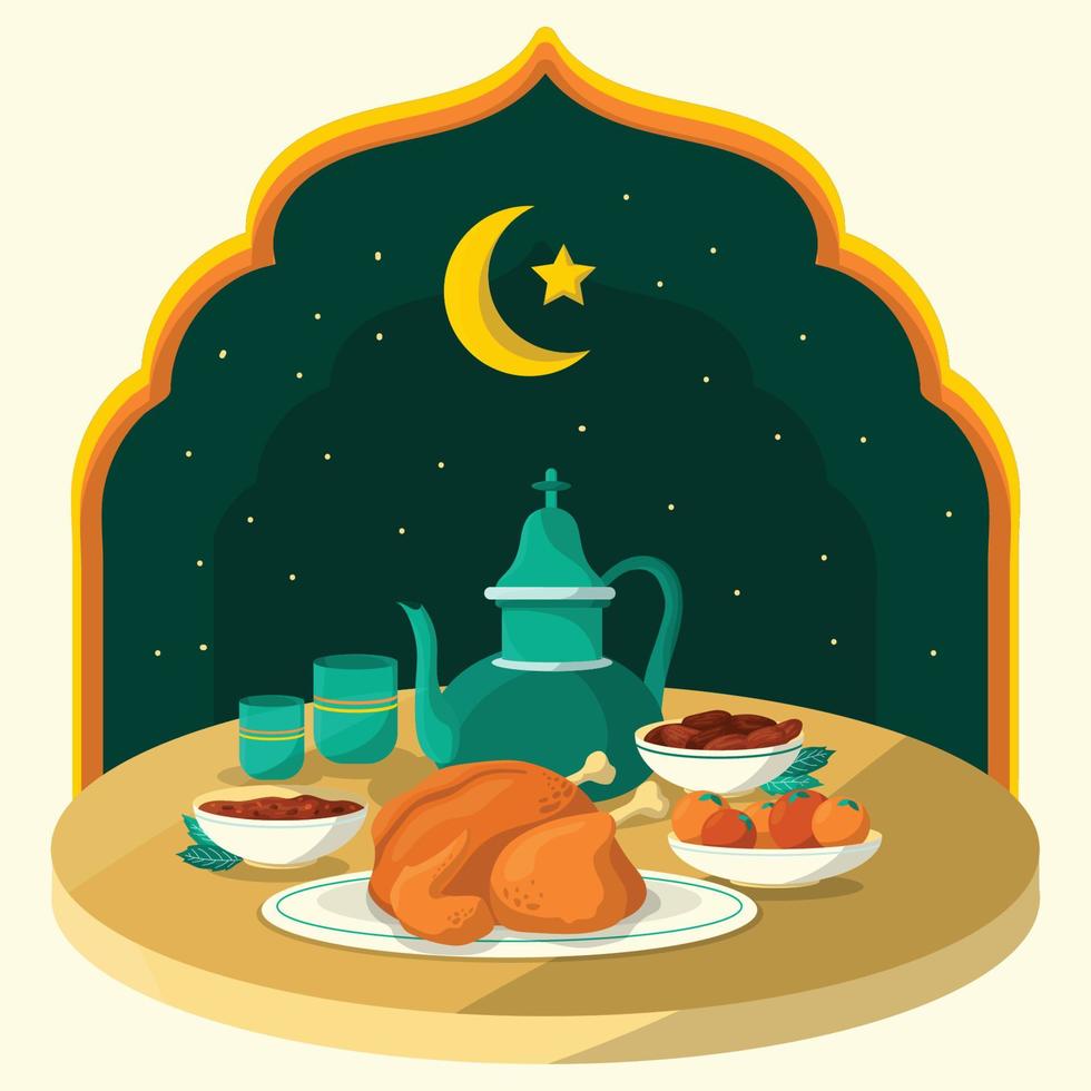 comida iftar ramadán kareem vector