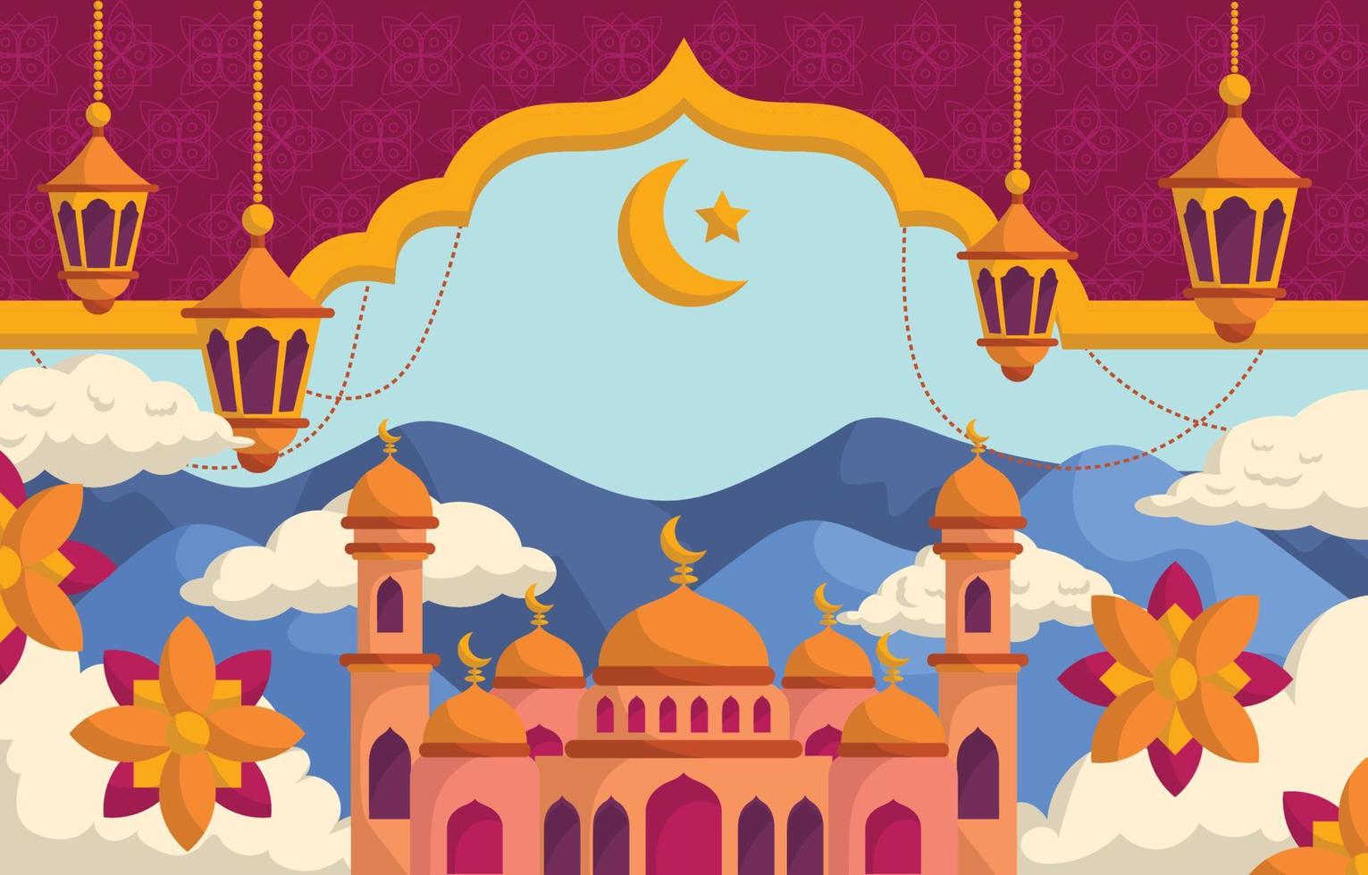 Islamic Mosque Flat Background vector