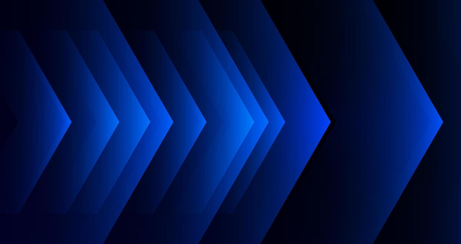 fondo azul futurista con forma cuadrada abstracta, flecha, concepto de banner dinámico y deportivo. vector