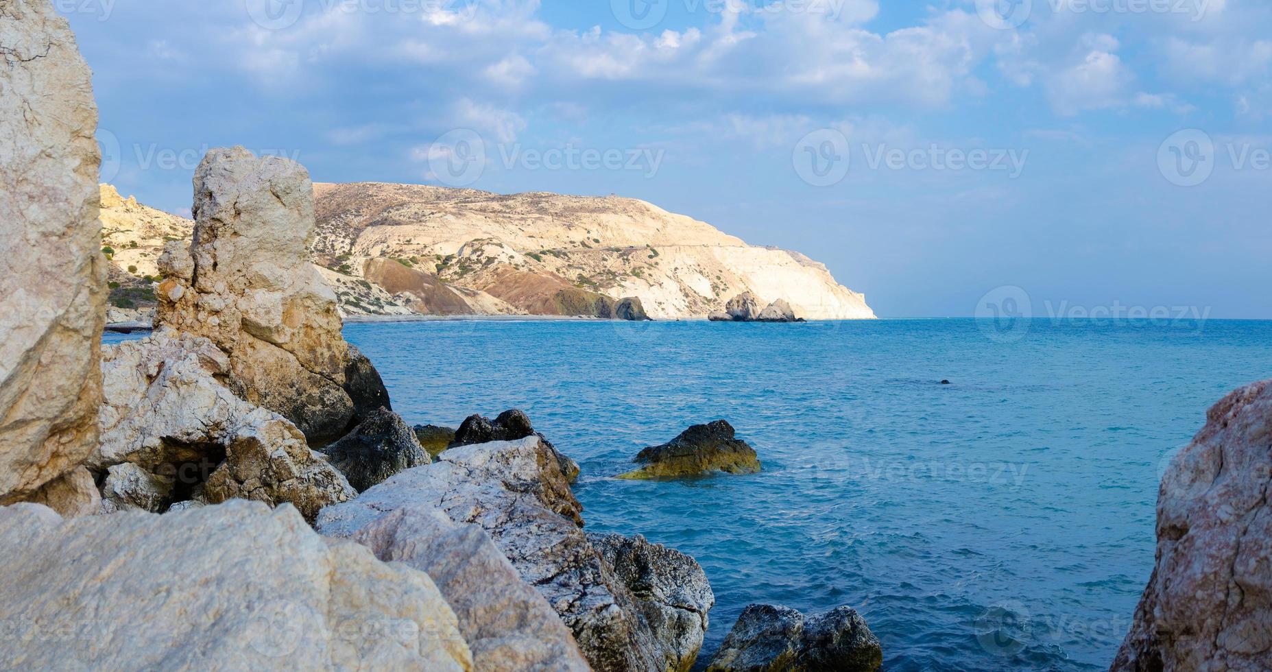 Beach of the birthplace of Aphrodite, Stone Rocks of Aphrodite, Cyprus photo