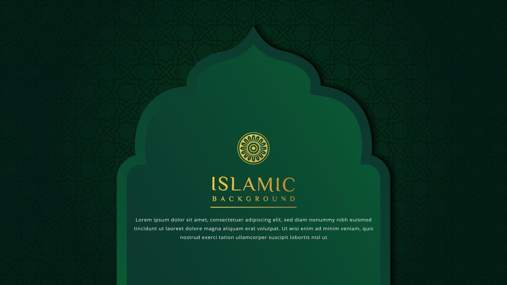 Luxury Islamic background with golden ornament border pattern and green color, ramadan background concept vector