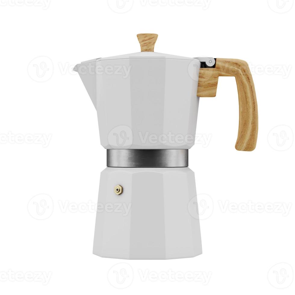 White moka pot coffee machine 3D rendering photo