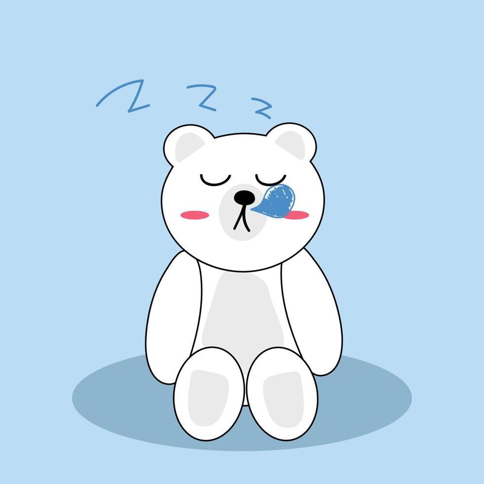 Cute white bear is sleeping on the floor. Cartoon vector design.