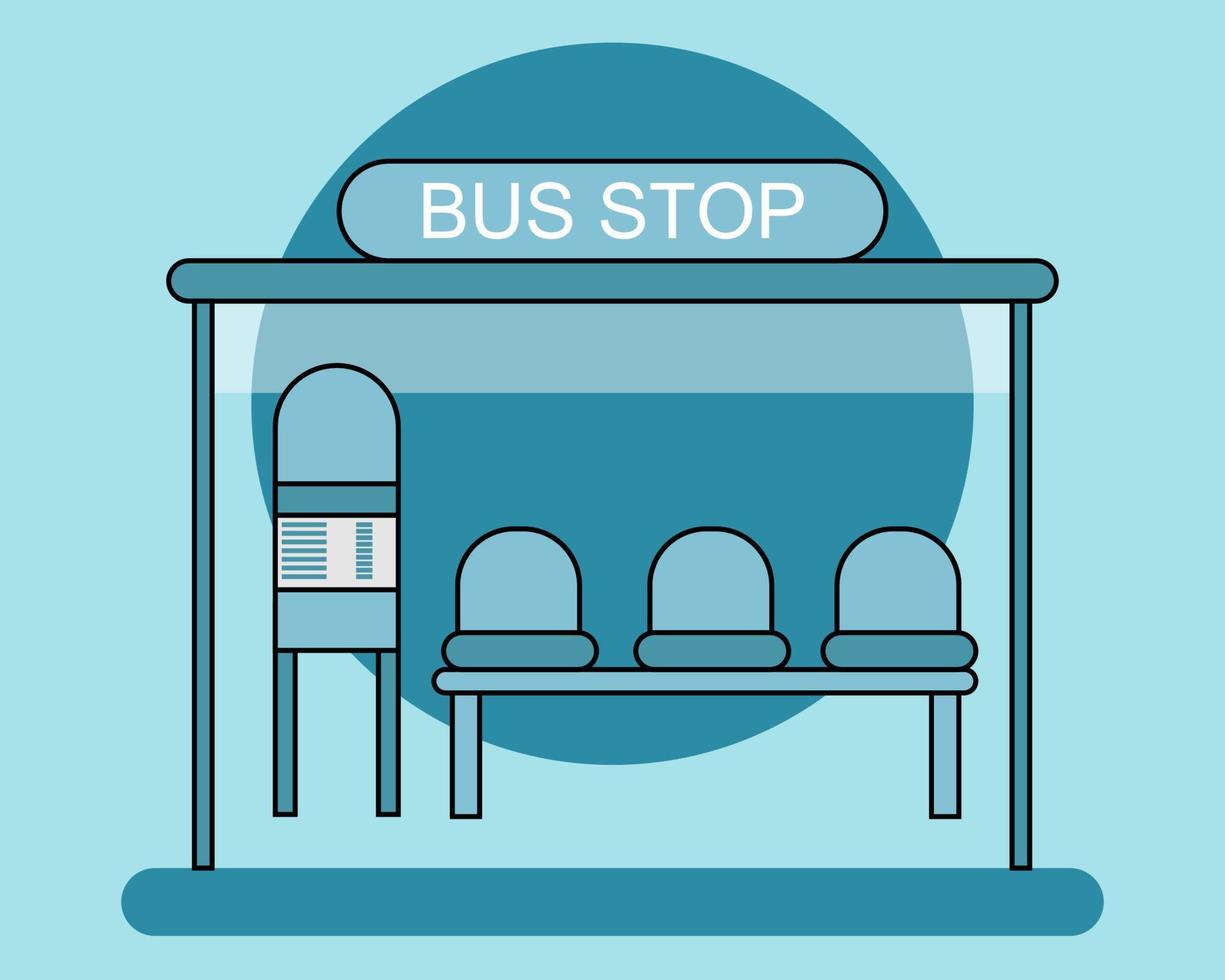 Bus stop icon. Cartoon vector style for your design.
