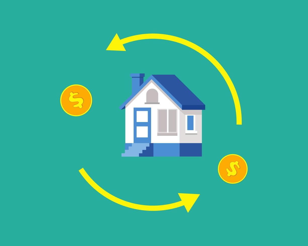 concepto de refinanciamiento de hipotecas. estilo de vector de dibujos animados para su diseño.