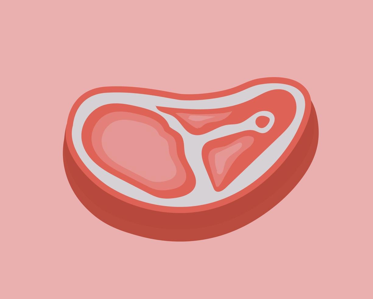 carne de cerdo cruda en rodajas. estilo de vector de dibujos animados para su diseño