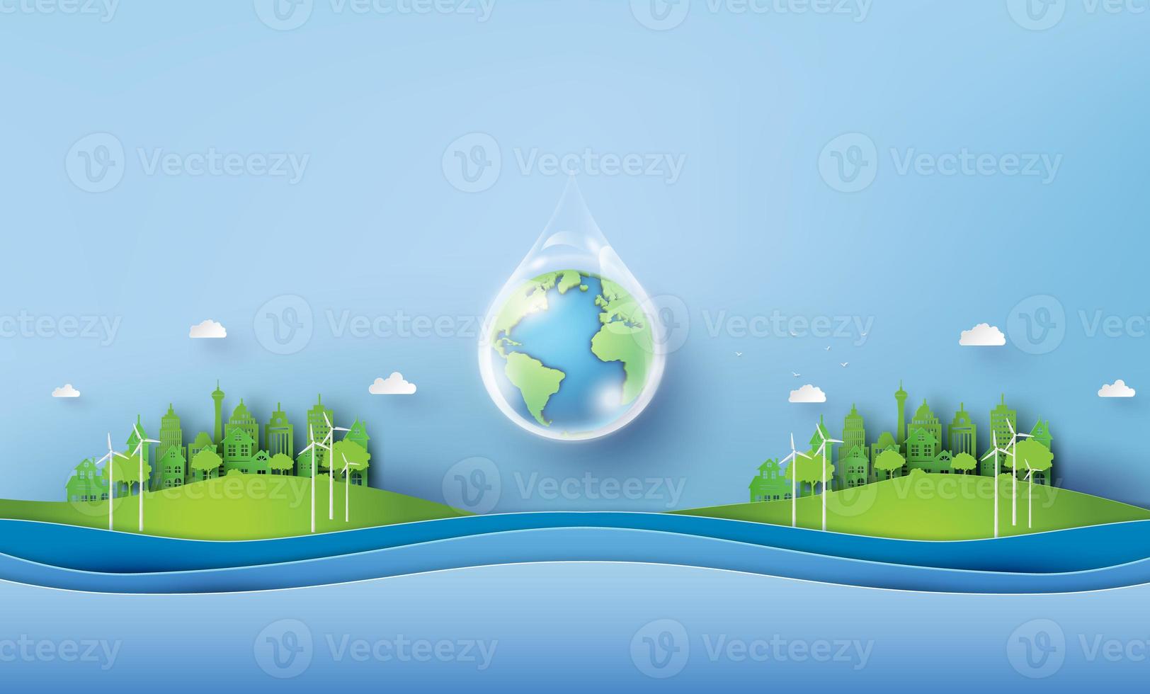 concept of ecology and wolrd water day . photo