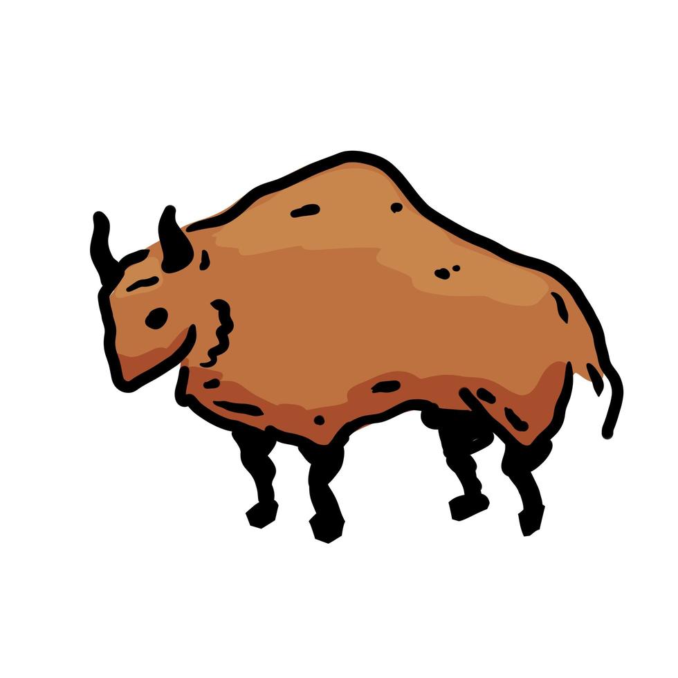 Rock art. Drawing of a bull or ox. vector