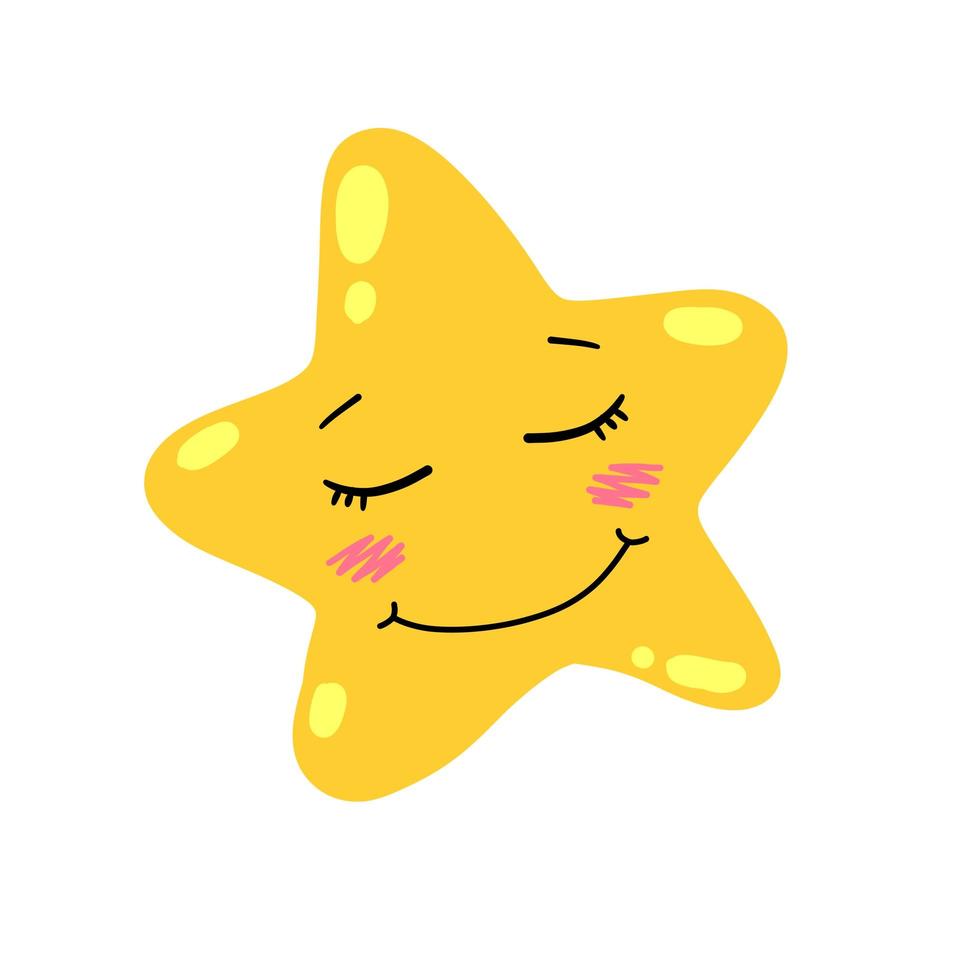 Cute star. Element of night and nature. Yellow object. Cartoon illustration. vector