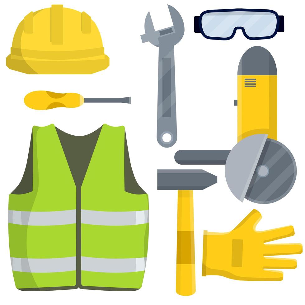 conjunto de constructor de ropa y trabajador. vector