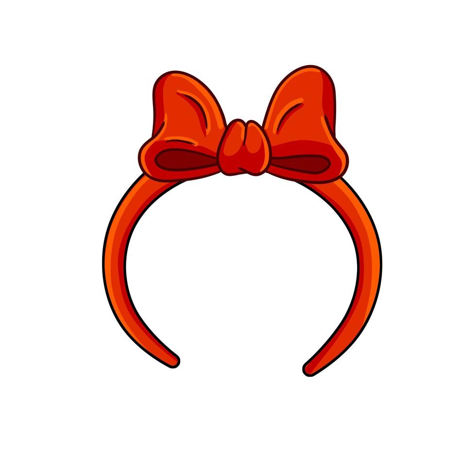 Headband with red bow. Woman Headdress for hair vector