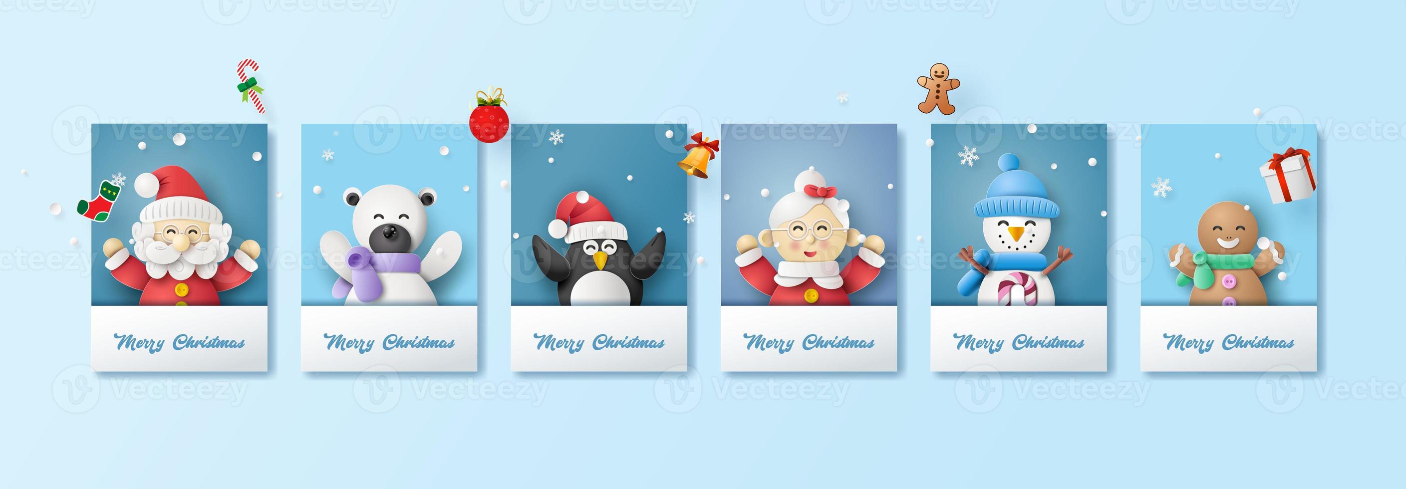 Funny cute Christmas cartoons set. photo