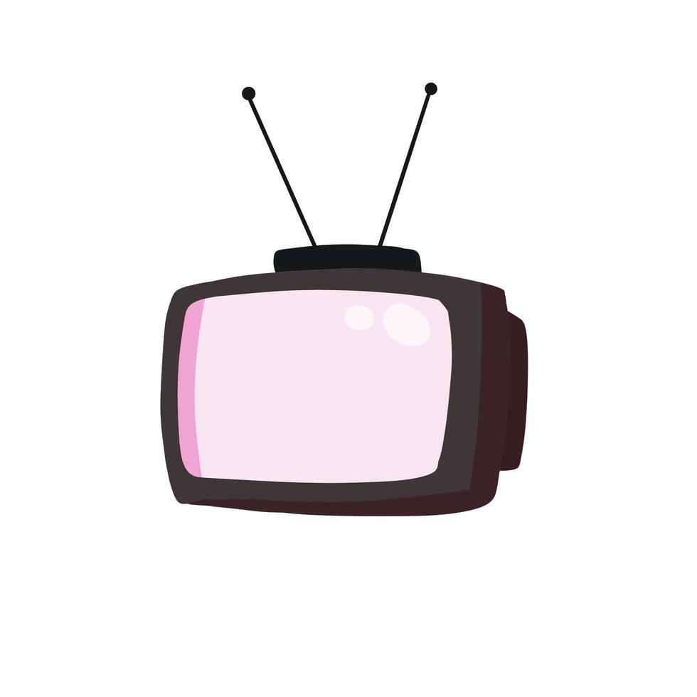 Retro TV with antenna. Television screen vector