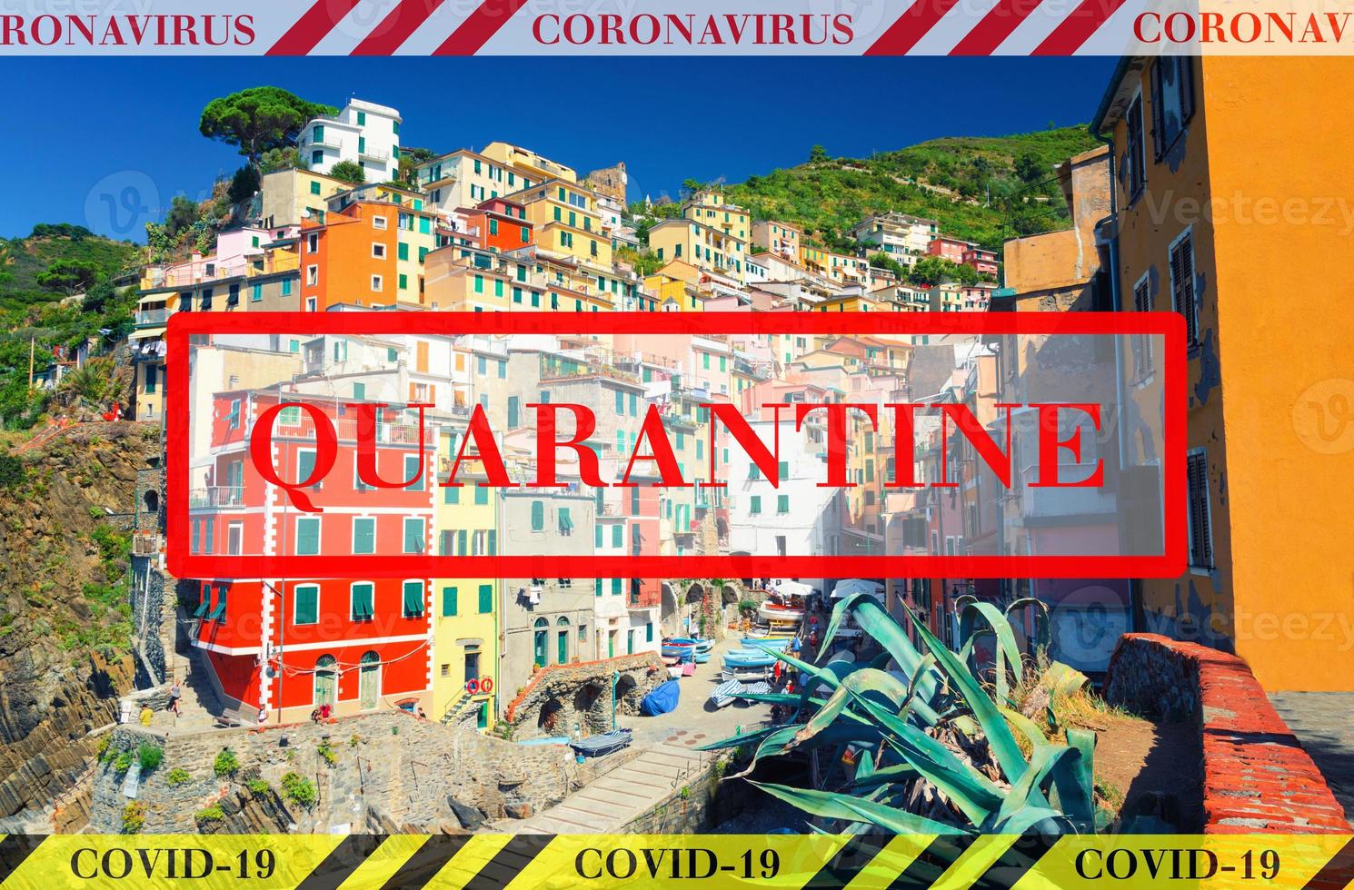 Quarantine in Italy. No travel and lockdown concept. photo