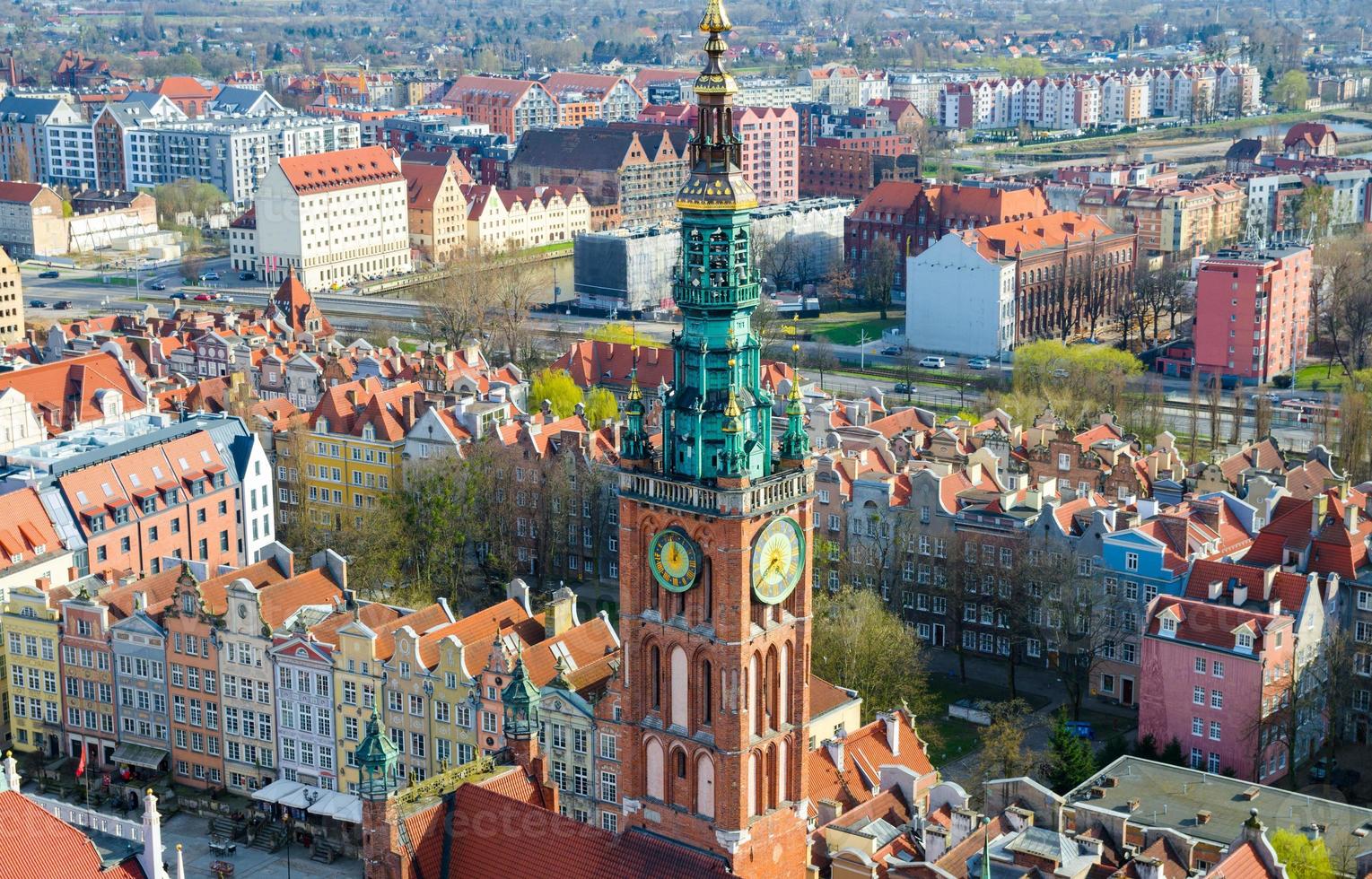 Aerial view of old historical town centre, Gdansk, Poland photo