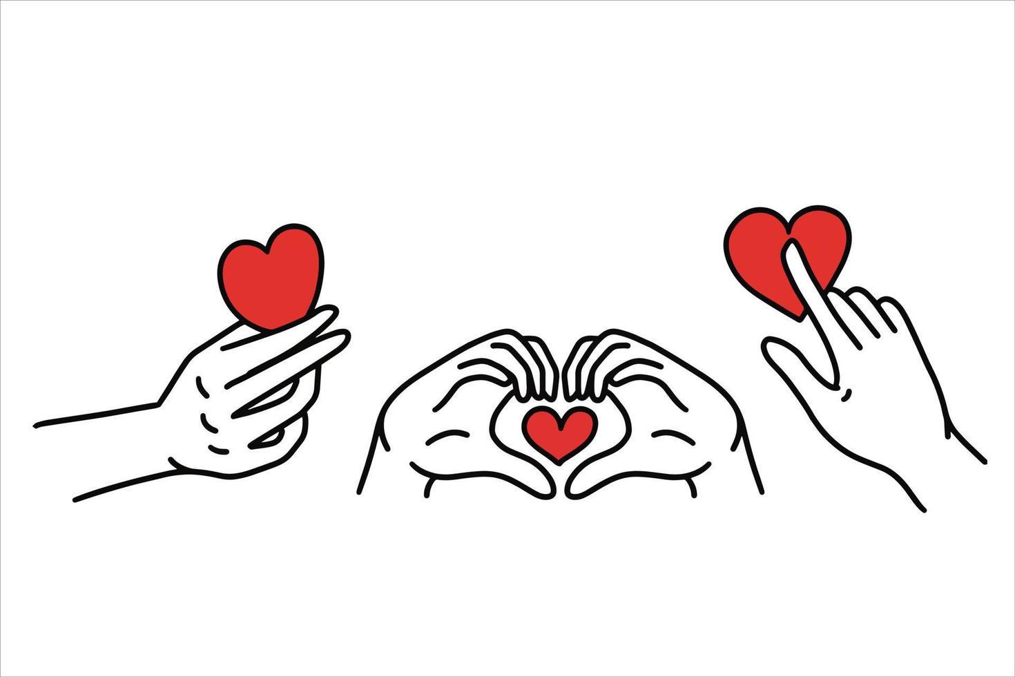 Women Girl Hand Love Gesture with Hearth Flat line Art illustration vector