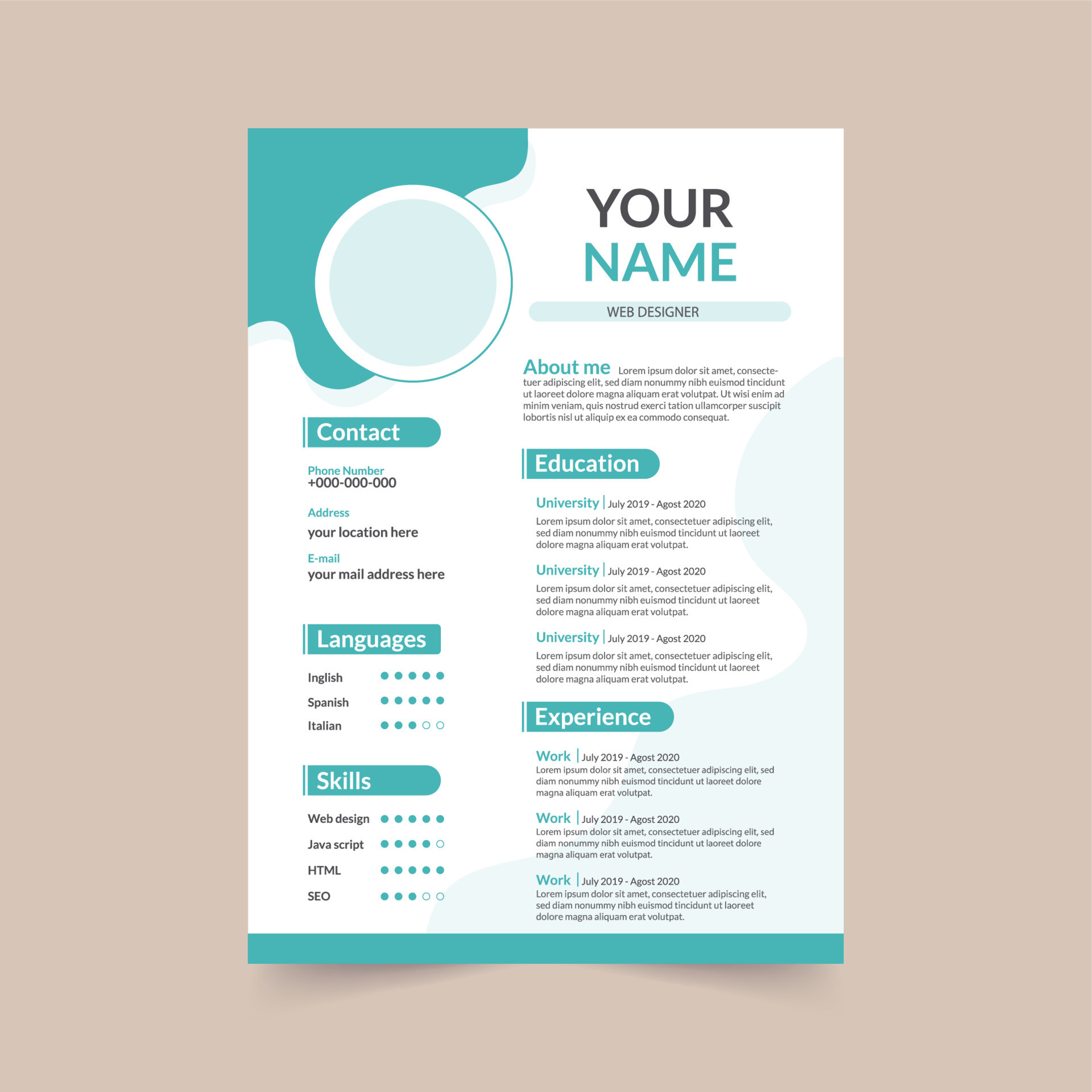 Creative Resume CV Template Design in A4 Paper. 6141114 Vector Art at  Vecteezy