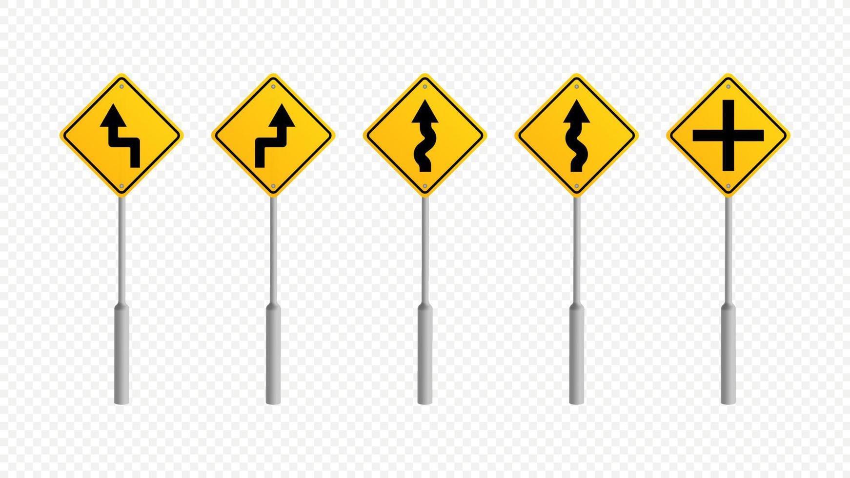 Warning Traffic Road Sign Collection Vector Illustration Template
