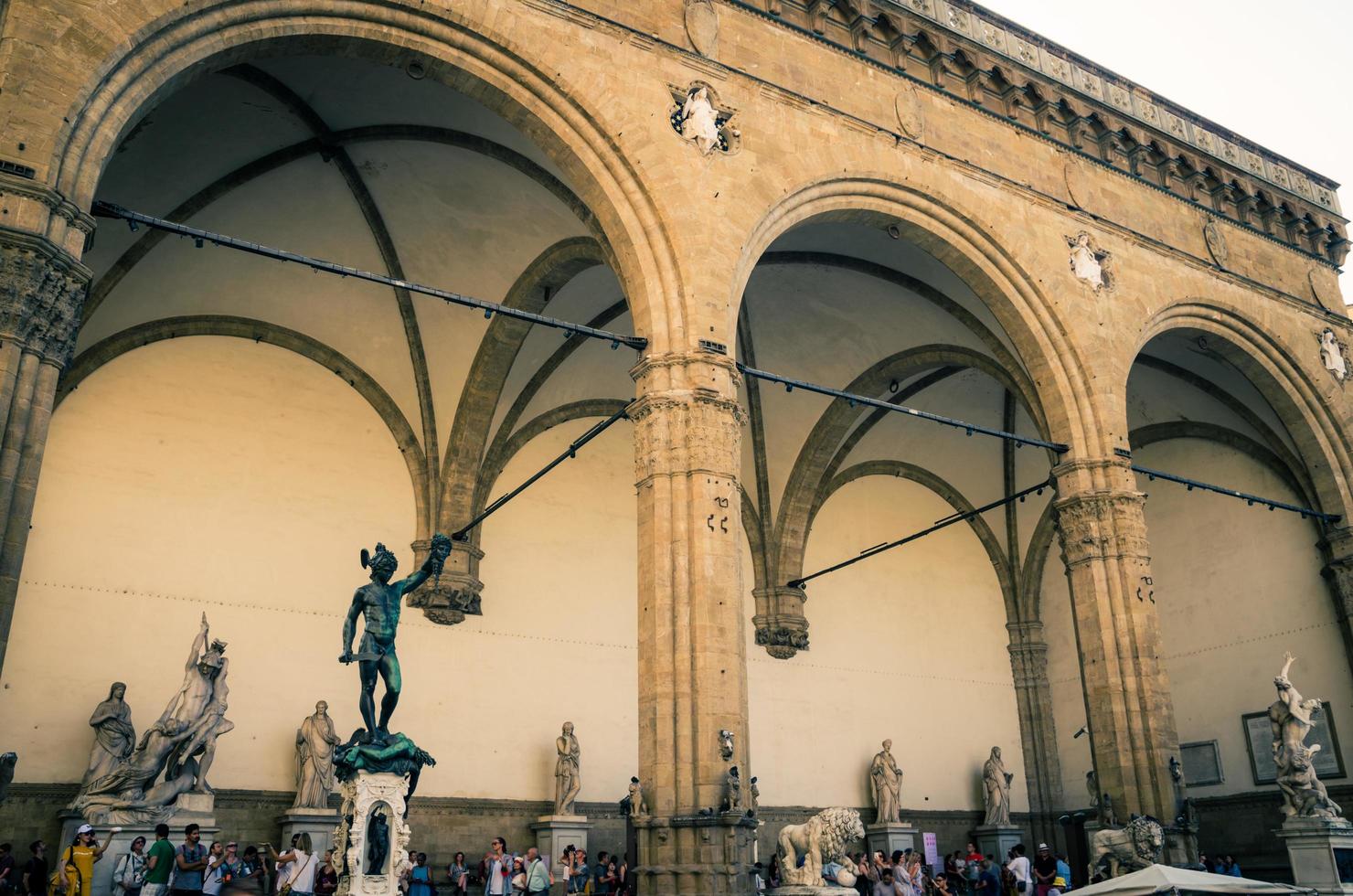 Florence, Italy Statue of Perseus and Ratto delle Sabine in Loggia dei Lanzi photo