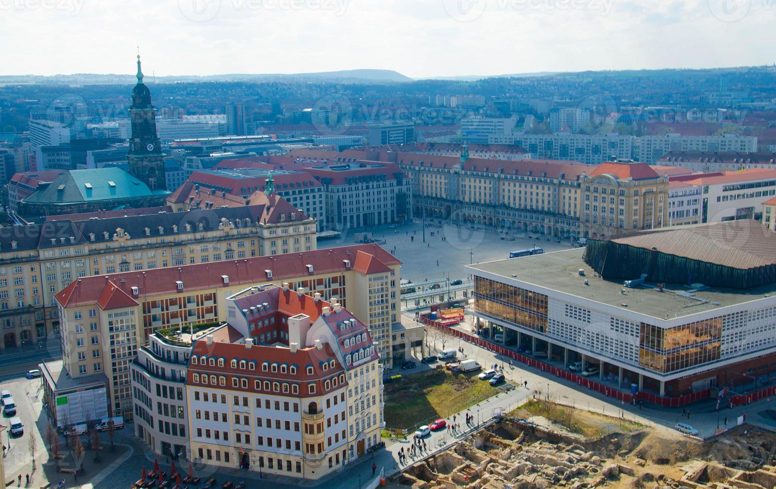 Panoramic view of Dresden city from lutheran church, Germany photo