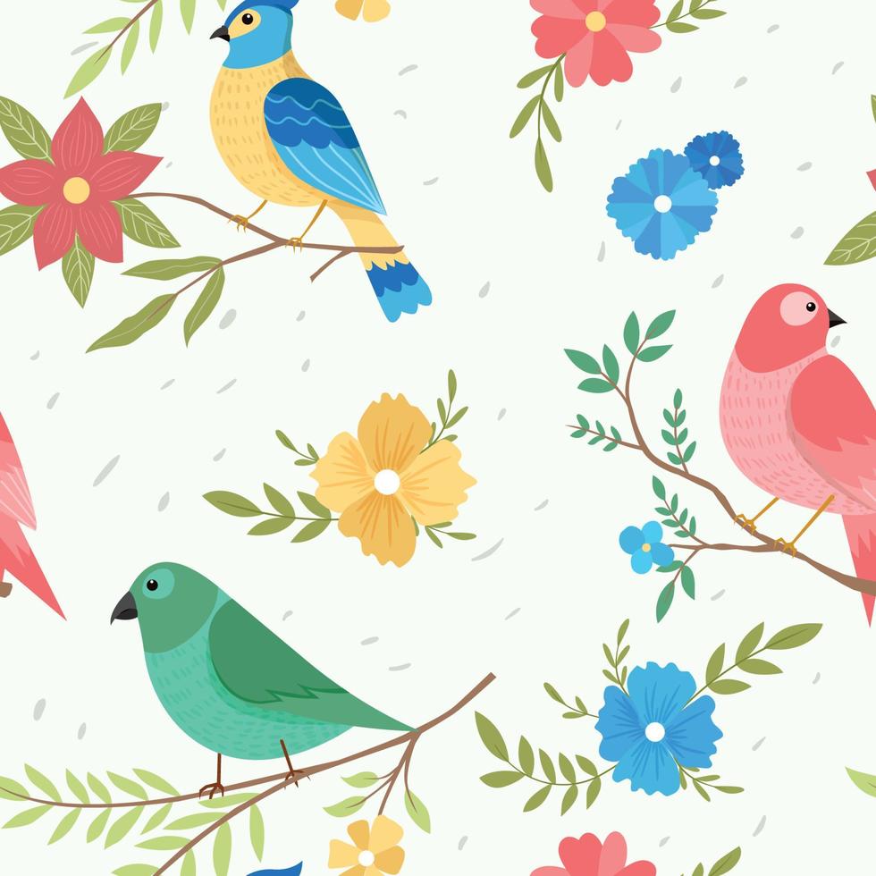 Spring Bird Seamless Pattern Background vector