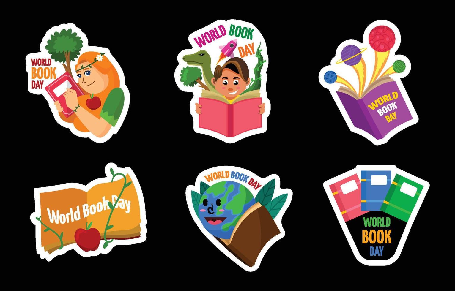 Book World Day Stickers vector