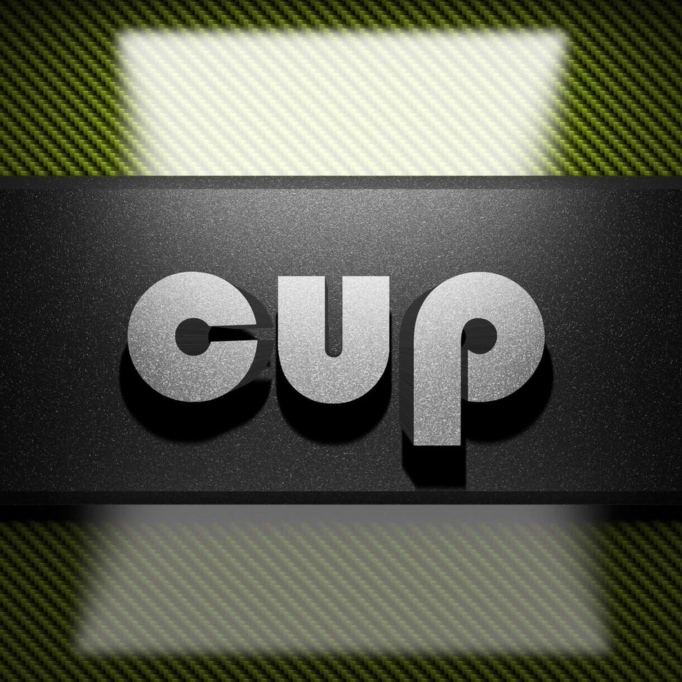 cup word of iron on carbon photo