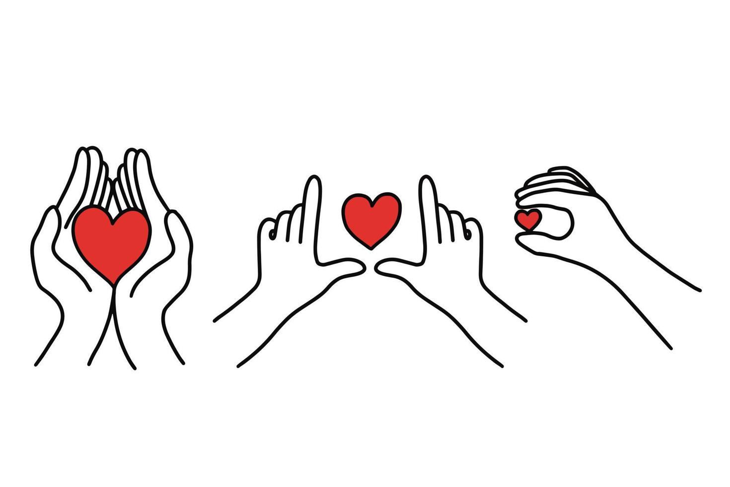 Women Girl Hand Love Gesture with Hearth Flat line Art illustration vector