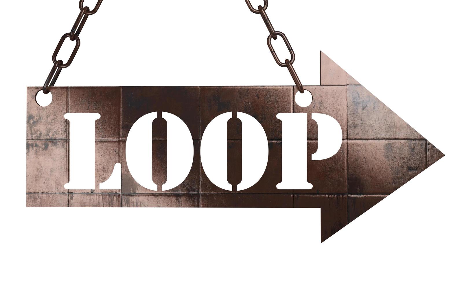 loop word on metal pointer photo