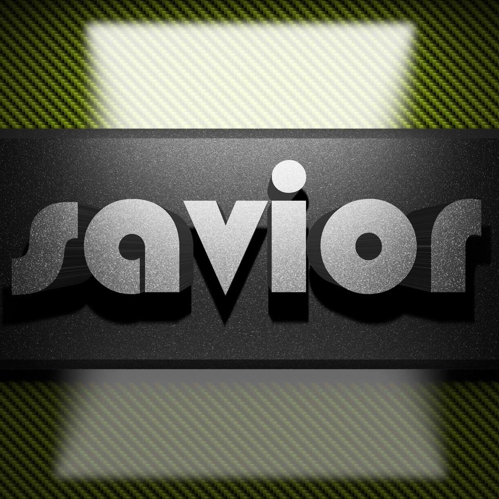 savior word of iron on carbon photo