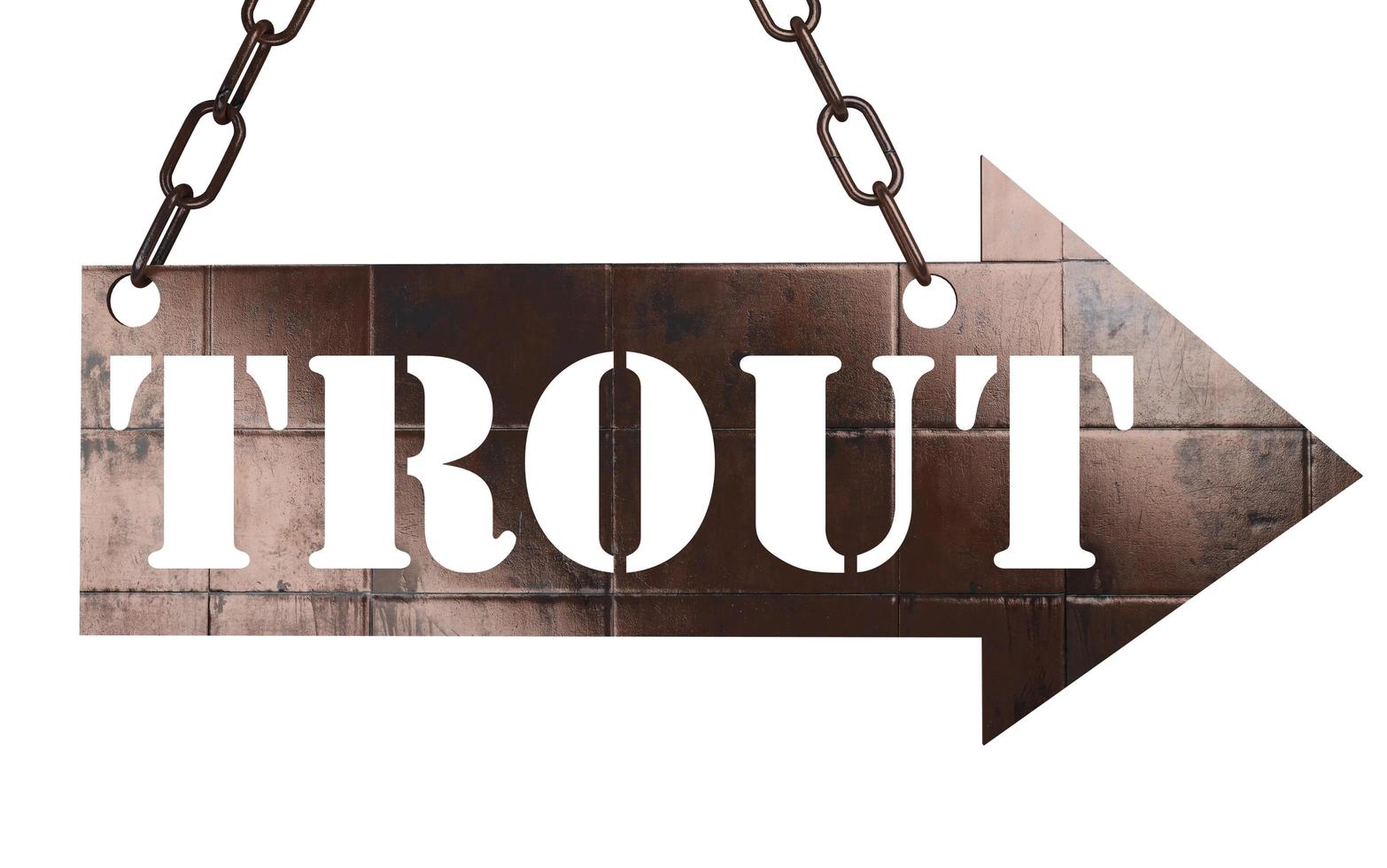 trout word on metal pointer photo