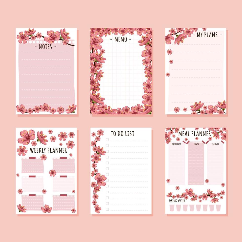 Cherry Blossom Journal Template vector