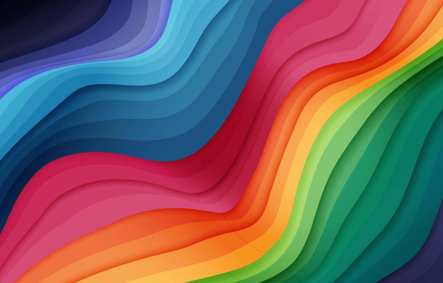 Abstract Colorful Rainbow 3D Waves vector