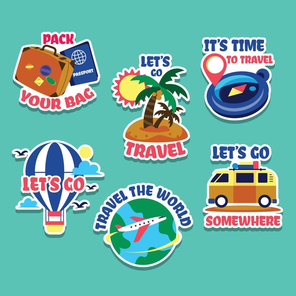 Travel Time Sticker Set vector