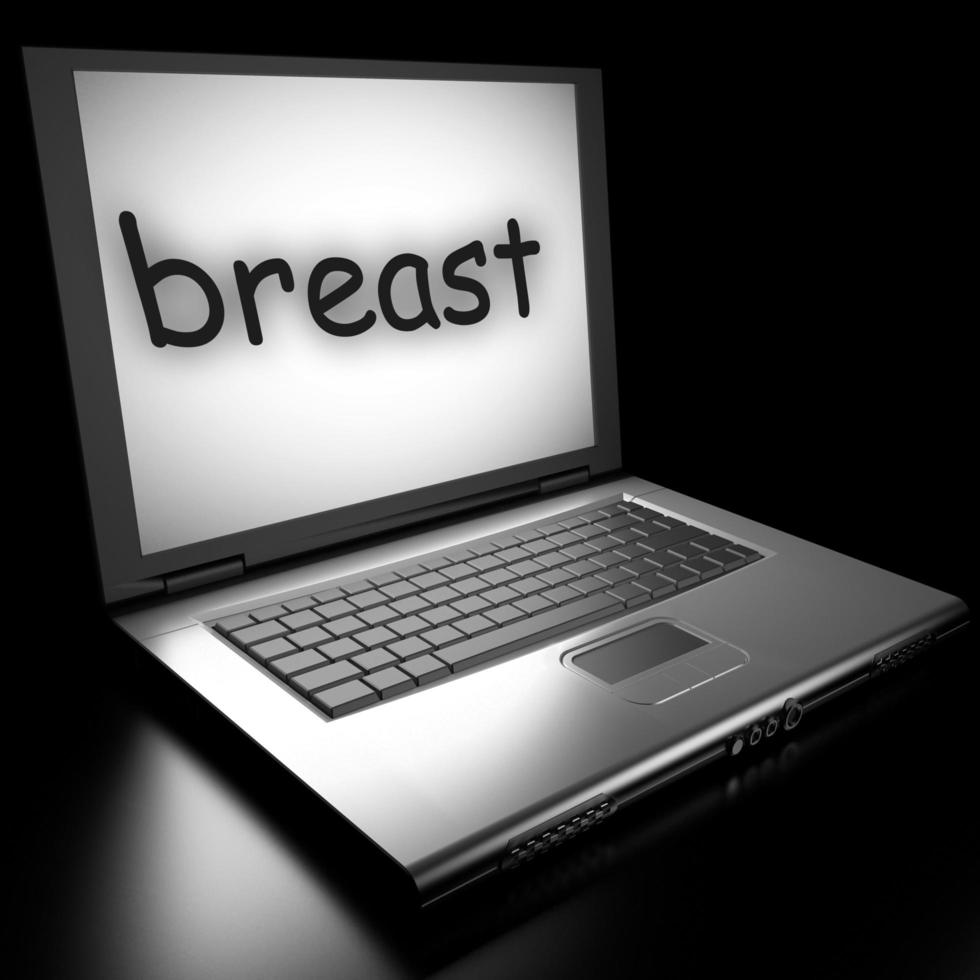 breast word on laptop photo