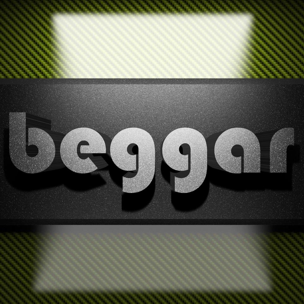 beggar word of iron on carbon photo