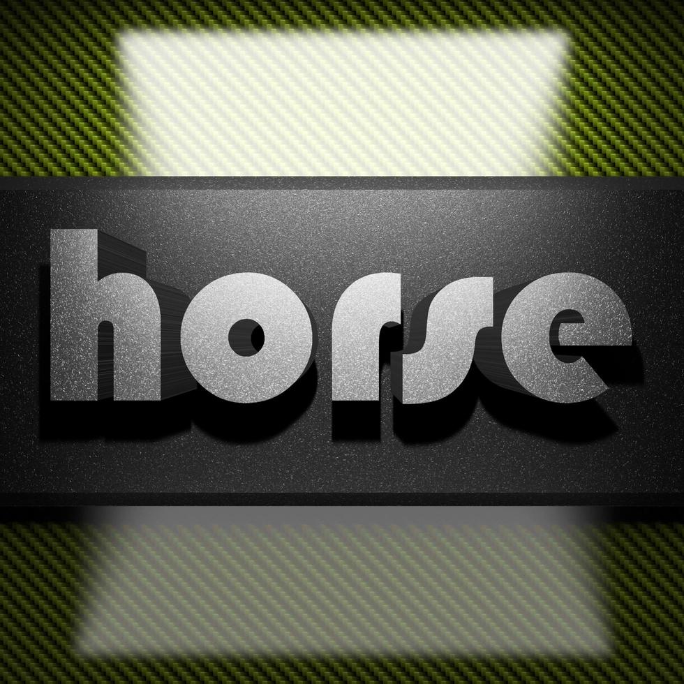 horse word of iron on carbon photo
