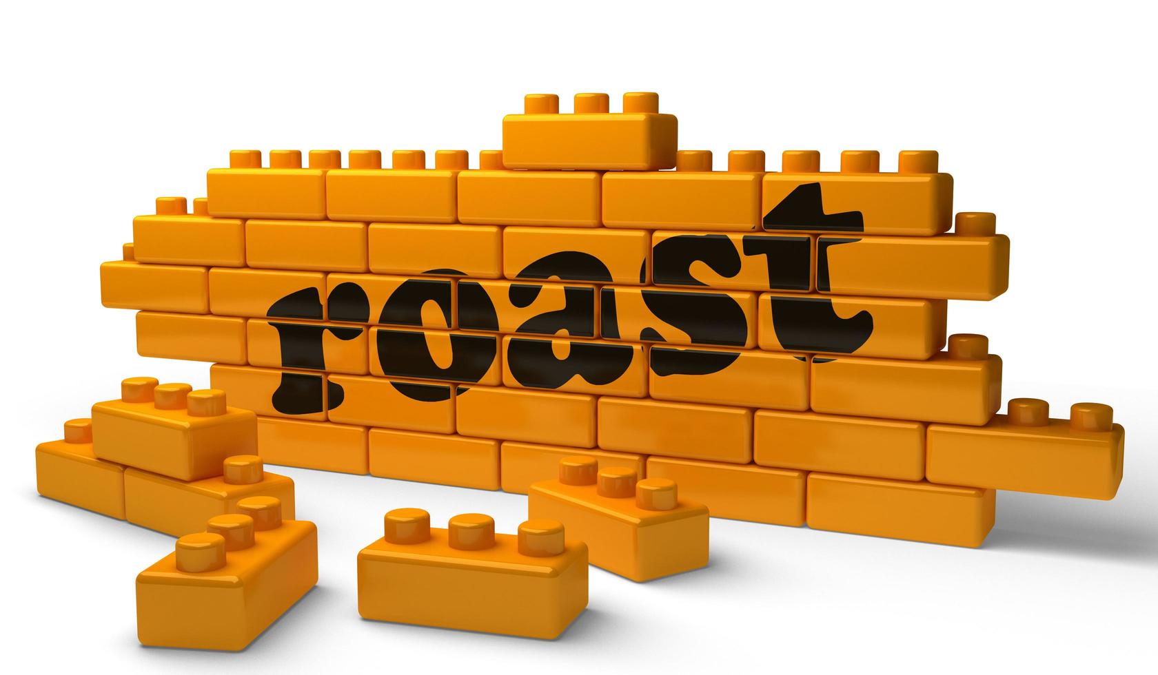 roast word on yellow brick wall photo