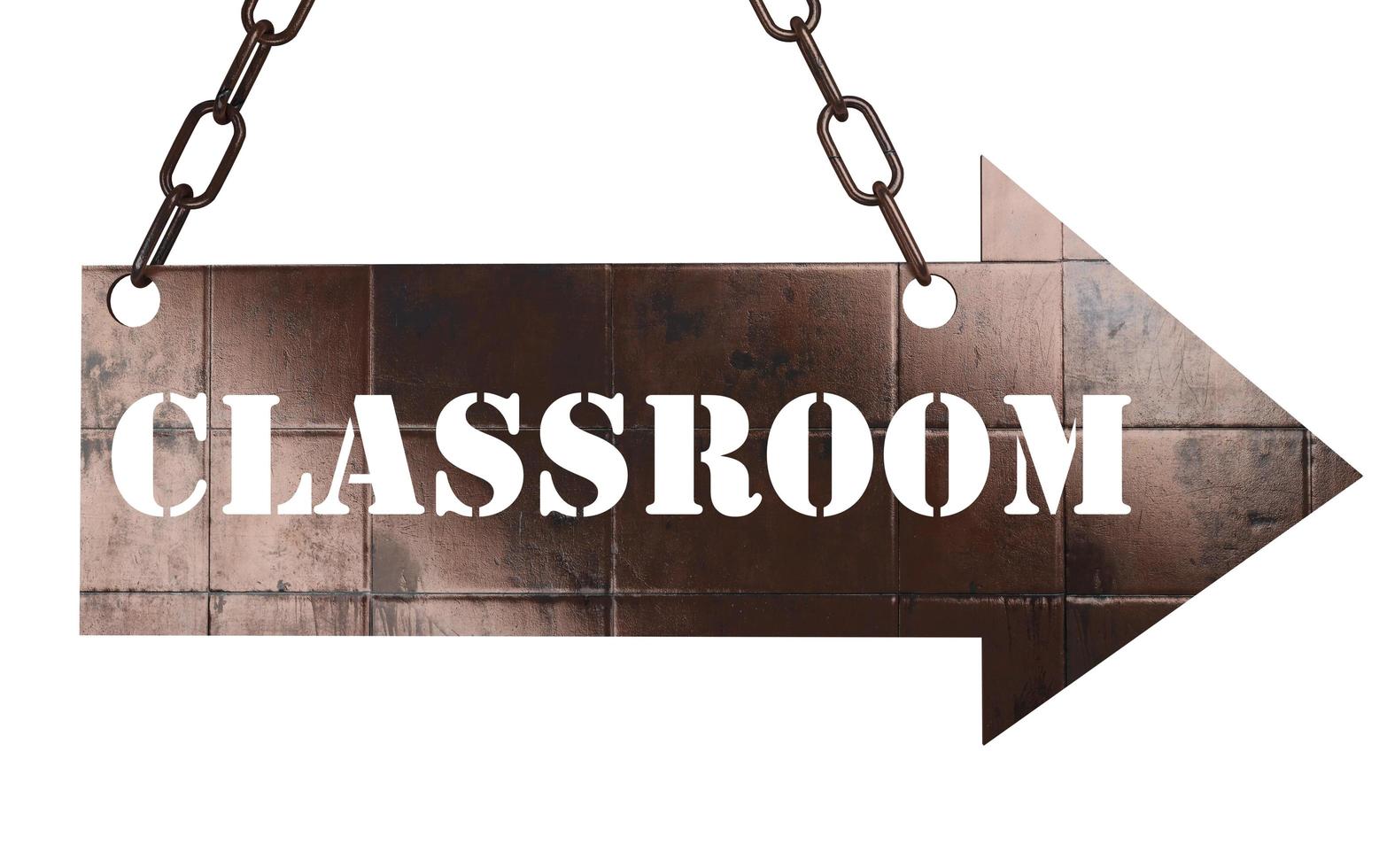 classroom word on metal pointer photo