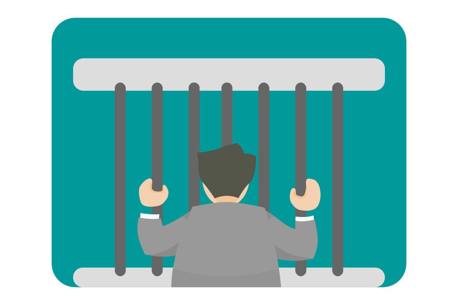 ilustración de funcionarios del gobierno que cometen actos delictivos, corrupción o violan la ley por las acciones realizadas y son recompensados como prisioneros, o también pueden ser saboteados funcionarios en celdas. vector