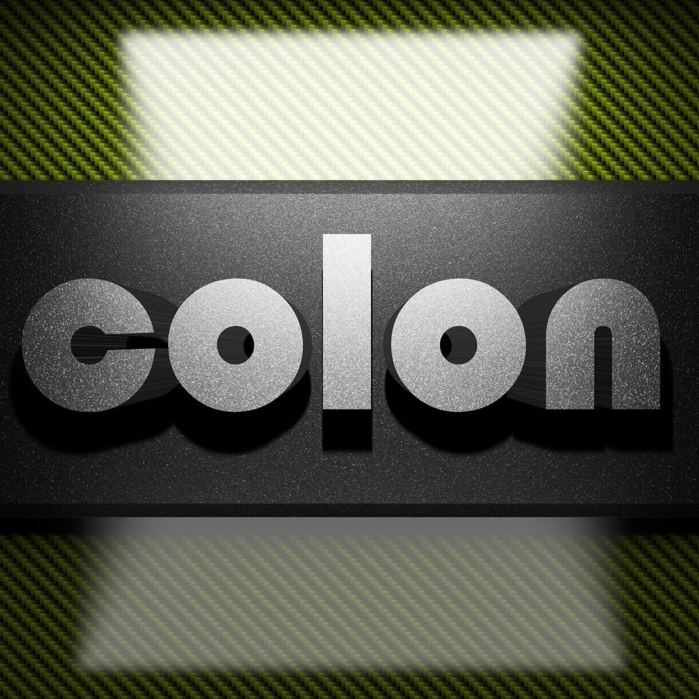 colon word of iron on carbon photo