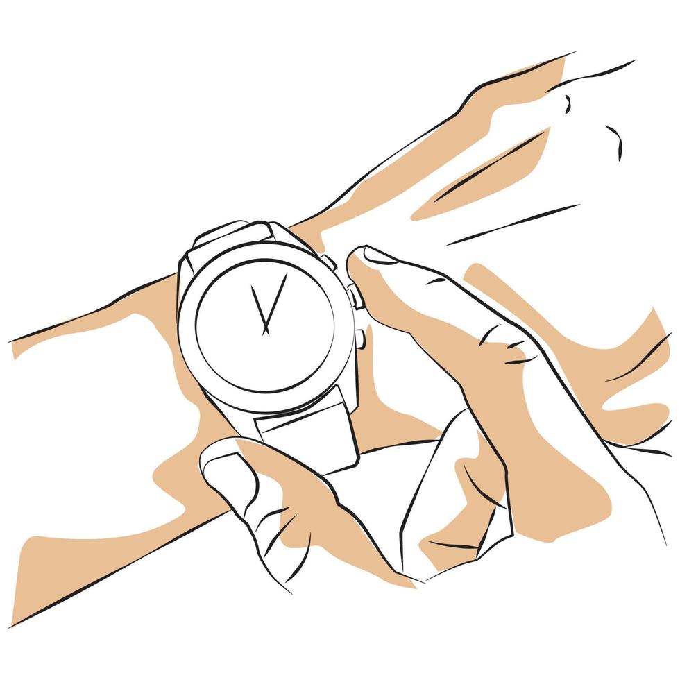 sketch of a man looking at a watch vector